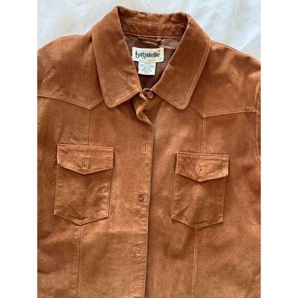 Bagatelle Vintage Suede Leather Shirt Jacket (Shacket) Soft Tan Western - Picture 4 of 11